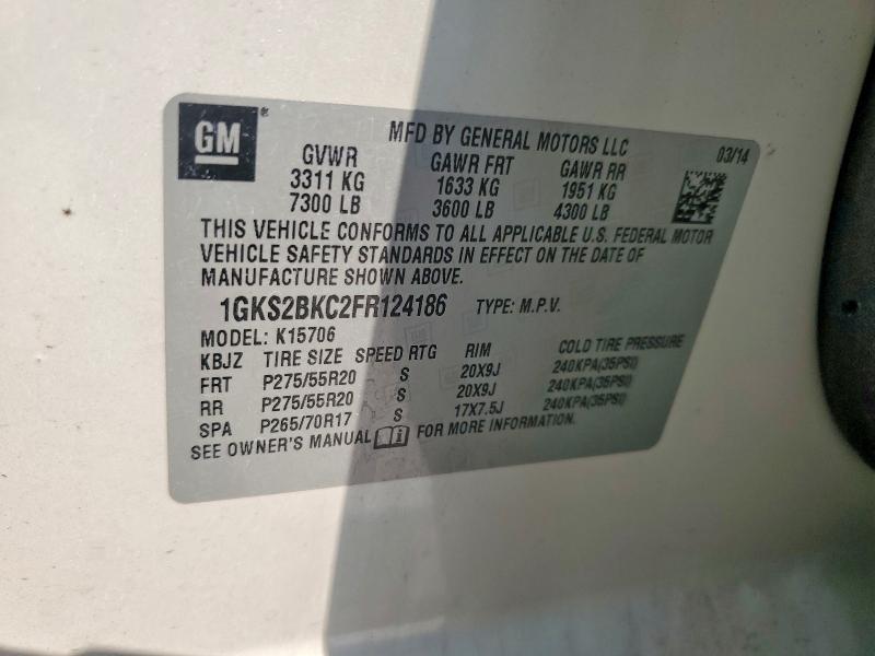 Aukcja sprzedaży 2015 Gmc Yukon, vin: 1GKS2BKC2FR124186, numer aukcji: 63591136