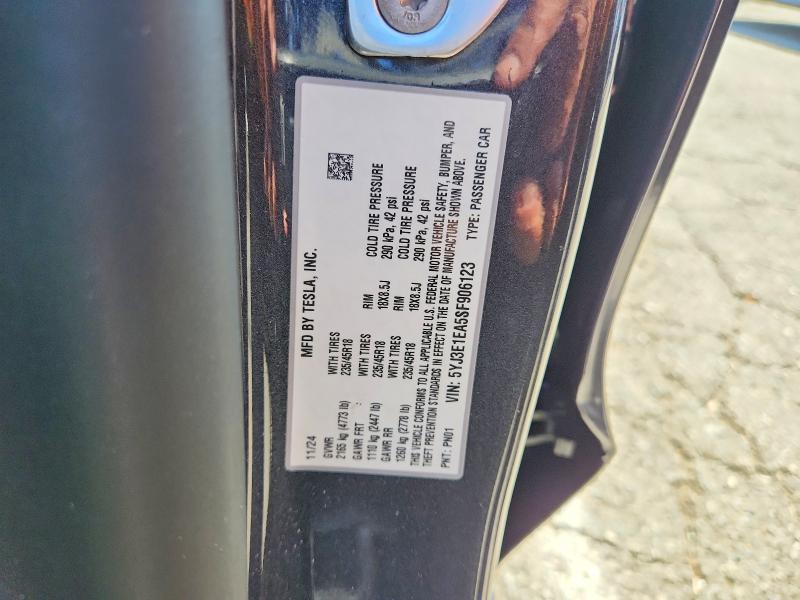 Aukcja sprzedaży 2025 Tesla Model 3, vin: 5YJ3E1EA5SF906123, numer aukcji: 66278056