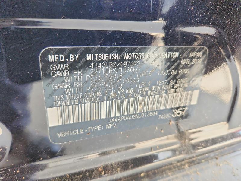 Aukcja sprzedaży 2022 Mitsubishi Outlander Sport, vin: JA4APUAU3NU013604, numer aukcji: 64990366