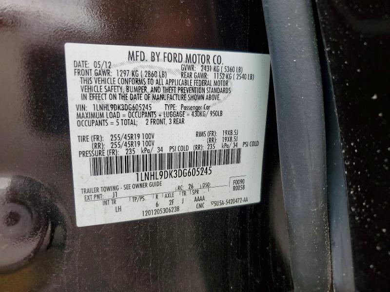 Продажа на аукционе авто 2013 Lincoln Mks, vin: 1LNHL9DK3DG605245, номер лота: 63565276