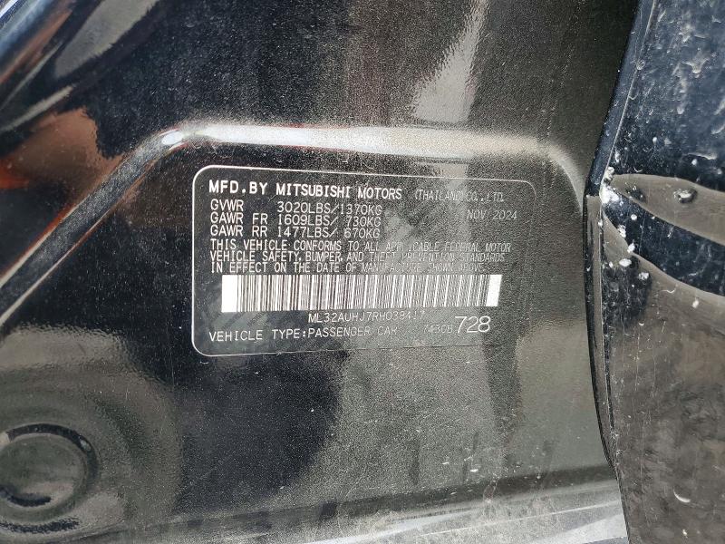 64755456 :رقم المزاد ، ML32AUHJ7RH038417 vin ، 2024 Mitsubishi Mirage مزاد بيع
