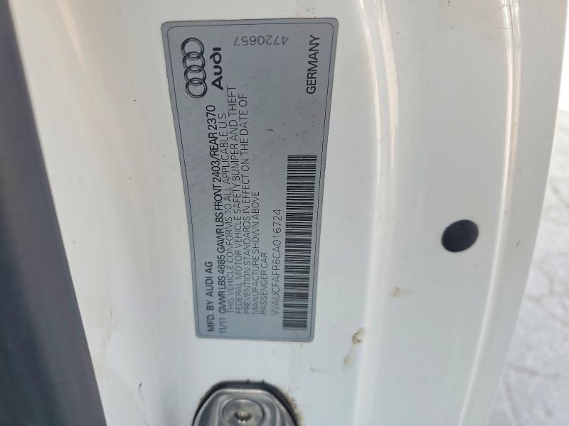 64377956 :رقم المزاد ، WAUCFAFR6CA016724 vin ، 2012 Audi A5 مزاد بيع