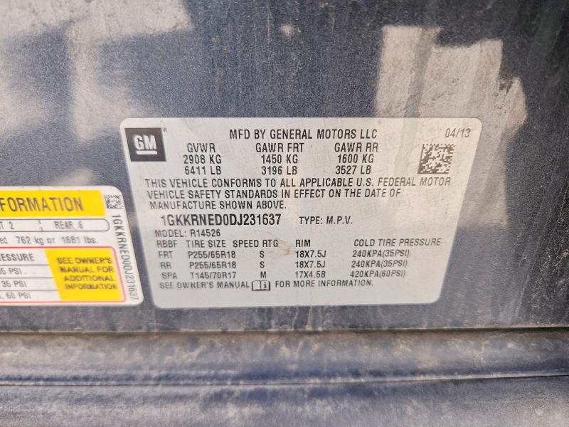 2013 Gmc Acadia მანქანა იყიდება აუქციონზე, vin: 1GKKRNED0DJ231637, აუქციონის ნომერი: 67322826