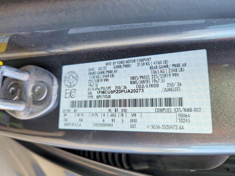 Aukcja sprzedaży 2023 Ford Escape, vin: 1FMCU9PZ0PUA20273, numer aukcji: 64994786