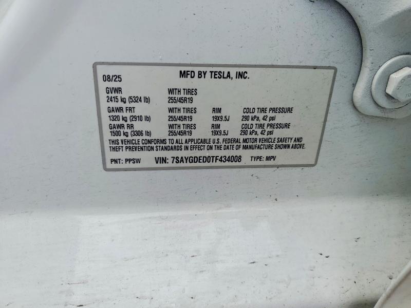 Aukcja sprzedaży 2026 Tesla Model Y, vin: 7SAYGDED0TF434008, numer aukcji: 64206166