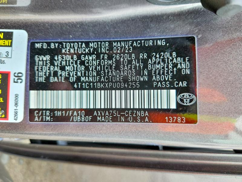 65080246 :رقم المزاد ، 4T1C11BKXPU094255 vin ، 2023 Toyota Camry مزاد بيع