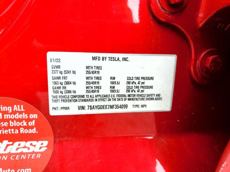 Продаж на аукціоні авто 2022 Tesla Model Y, vin: 7SAYGDEE7NF354099, номер лоту: 66452686