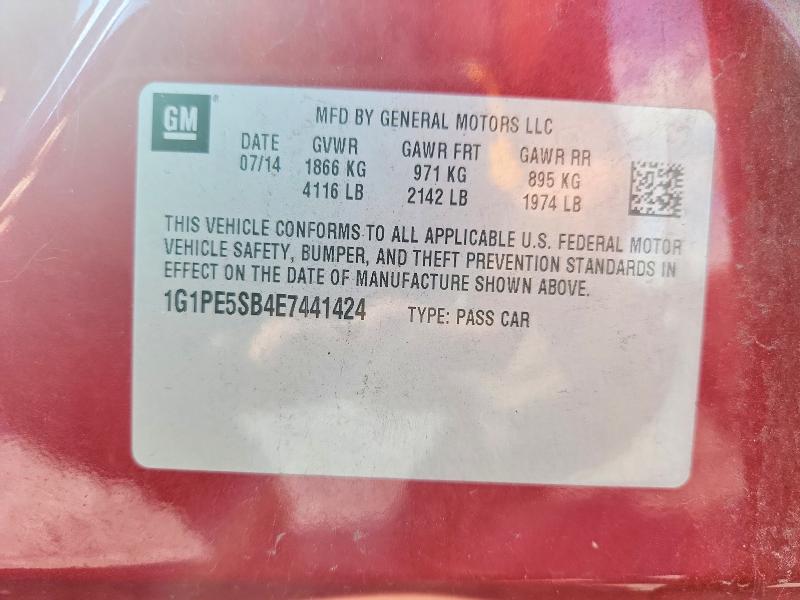 66048496 :رقم المزاد ، 1G1PE5SB4E7441424 vin ، 2014 Chevrolet Cruze مزاد بيع