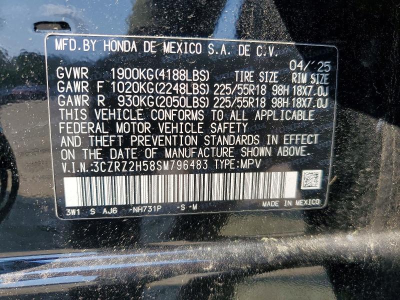 Продаж на аукціоні авто 2025 Honda Hr-v, vin: 3CZRZ2H58SM796483, номер лоту: 63568246