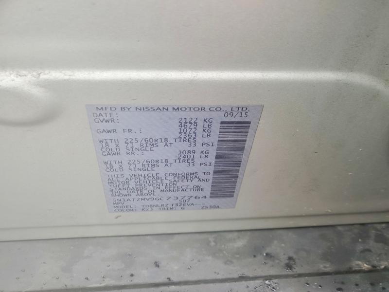 2016 Nissan Rogue მანქანა იყიდება აუქციონზე, vin: 5N1AT2MV9GC737764, აუქციონის ნომერი: 64945056