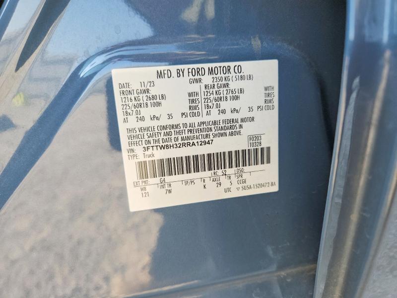Продажа на аукционе авто 2024 Ford Maverick, vin: 3FTTW8H32RRA12947, номер лота: 66608886