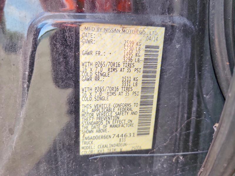 65884556 :رقم المزاد ، 1N6AD0ER6EN744631 vin ، 2014 Nissan Frontier مزاد بيع