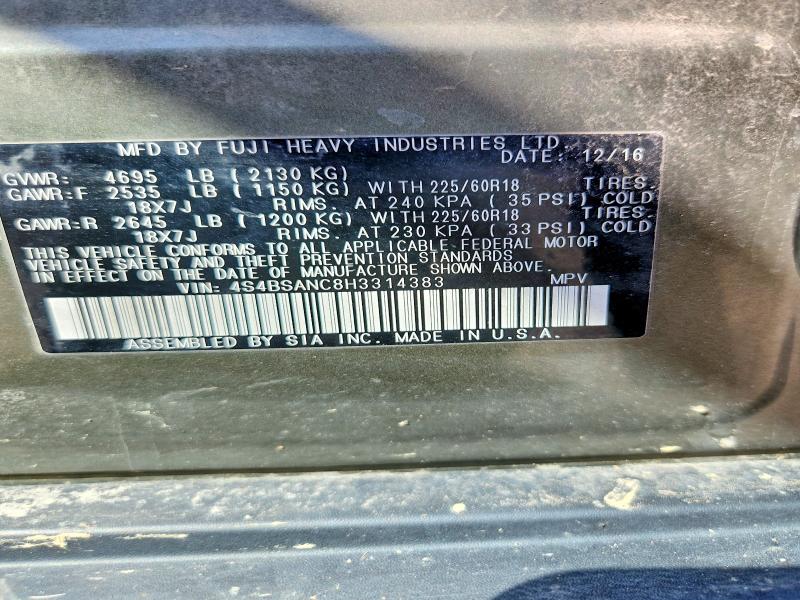 Aukcja sprzedaży 2017 Subaru Outback, vin: 4S4BSANC8H3314383, numer aukcji: 65929096