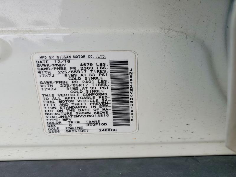 Auction sale of the 2017 Nissan Rogue, vin: JN8AT2MV2HW014816, lot number: 64703156