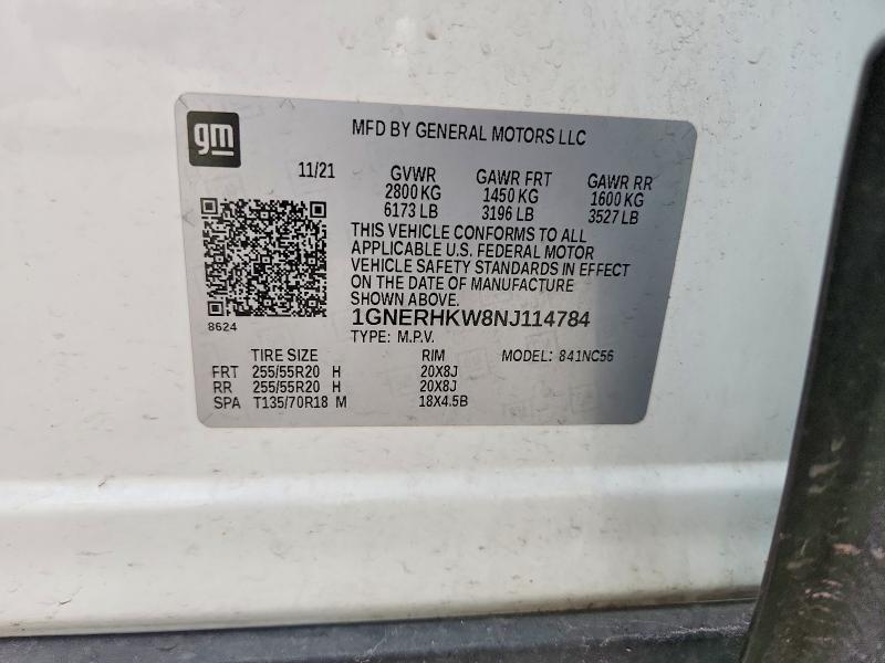 Продаж на аукціоні авто 2022 Chevrolet Traverse, vin: 1GNERHKW8NJ114784, номер лоту: 67283726