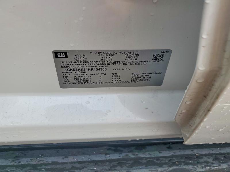 66587696 :رقم المزاد ، 1GKS2HKJ4HR154388 vin ، 2017 Gmc Yukon Xl مزاد بيع