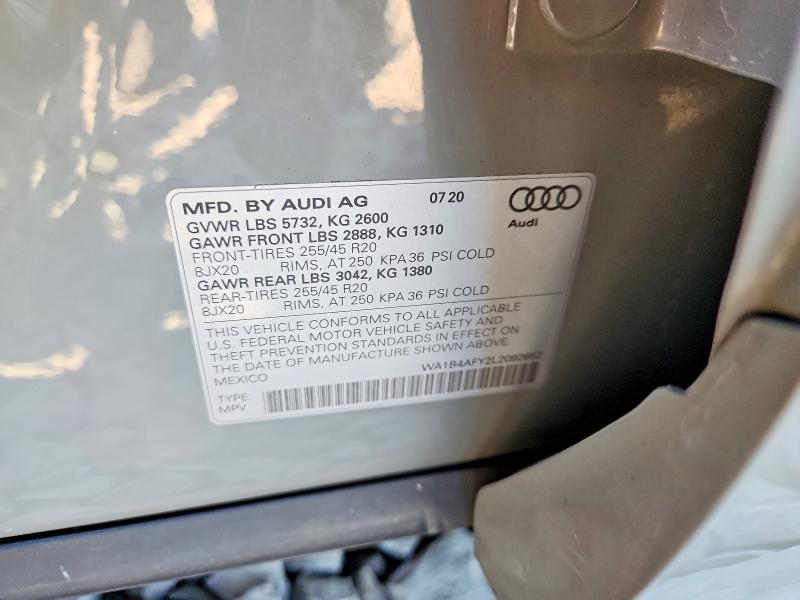 Aukcja sprzedaży 2020 Audi Sq5, vin: WA1B4AFY2L2092652, numer aukcji: 65088746