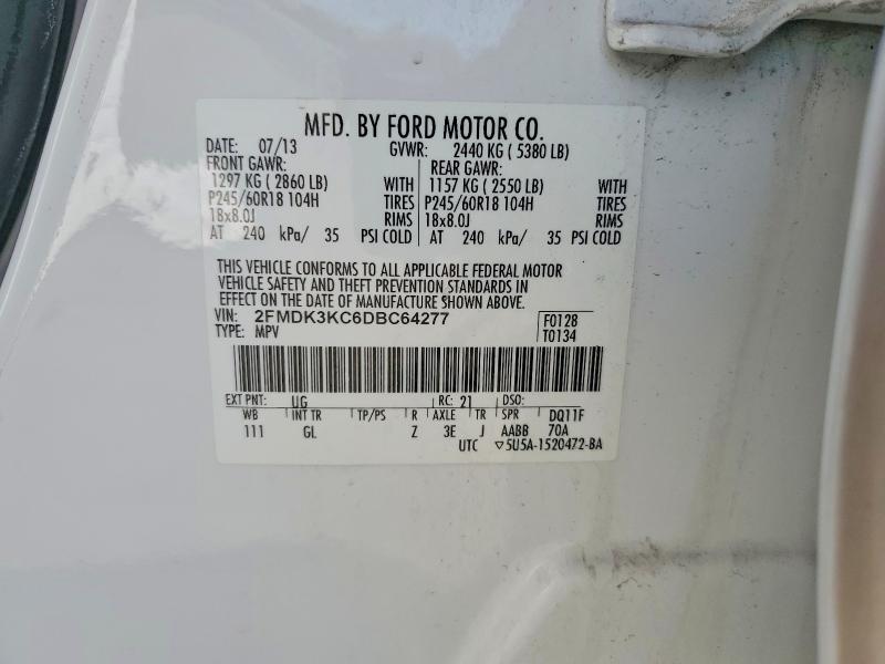 Продаж на аукціоні авто 2013 Ford Edge, vin: 2FMDK3KC6DBC64277, номер лоту: 65725346