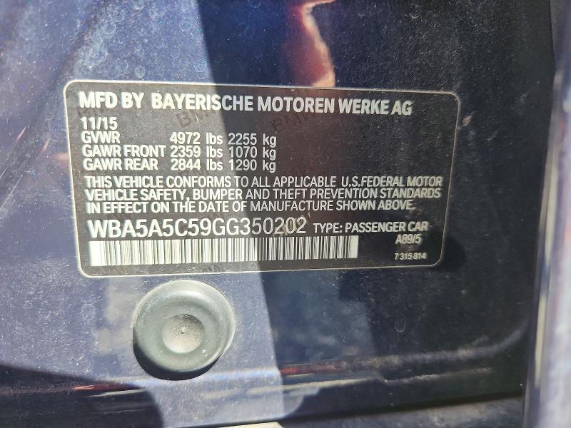 63312986 :رقم المزاد ، WBA5A5C59GG350202 vin ، 2016 Bmw 528 مزاد بيع