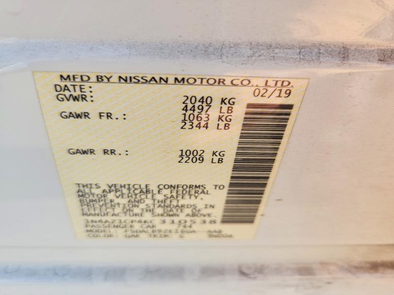 Aukcja sprzedaży 2019 Nissan Leaf, vin: 1N4AZ1CP4KC310538, numer aukcji: 65702246