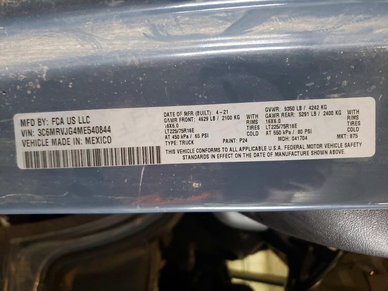 Продаж на аукціоні авто 2021 Ram Promaster 3500, vin: 3C6MRVJG4ME540844, номер лоту: 67253406