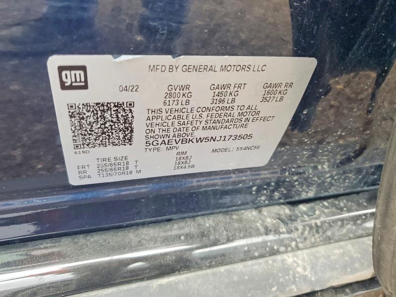 Aukcja sprzedaży 2022 Buick Enclave, vin: 5GAEVBKW5NJ173505, numer aukcji: 64765816