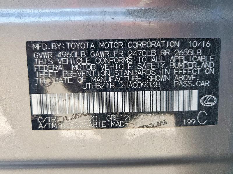 Aukcja sprzedaży 2017 Lexus Gs 350, vin: JTHBZ1BL2HA009038, numer aukcji: 65689006