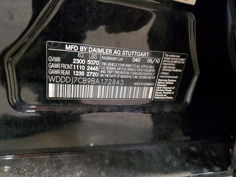 63561426 :رقم المزاد ، WDDDJ7CB9BA172843 vin ، 2011 Mercedes-benz Cls مزاد بيع