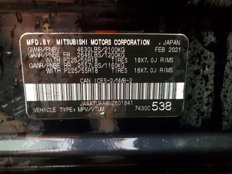 Aukcja sprzedaży 2022 Mitsubishi Eclipse Cross, vin: JA4ATUAA4NZ601841, numer aukcji: 66533546