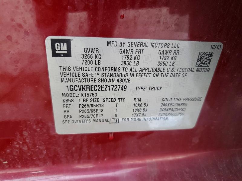 2014 Chevrolet Silverado მანქანა იყიდება აუქციონზე, vin: 1GCVKREC2EZ172749, აუქციონის ნომერი: 62465726