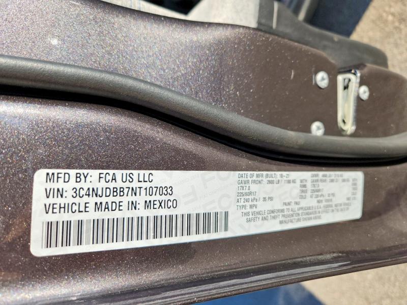 65570916 :رقم المزاد ، 3C4NJDBB7NT107033 vin ، 2022 Jeep Compass مزاد بيع