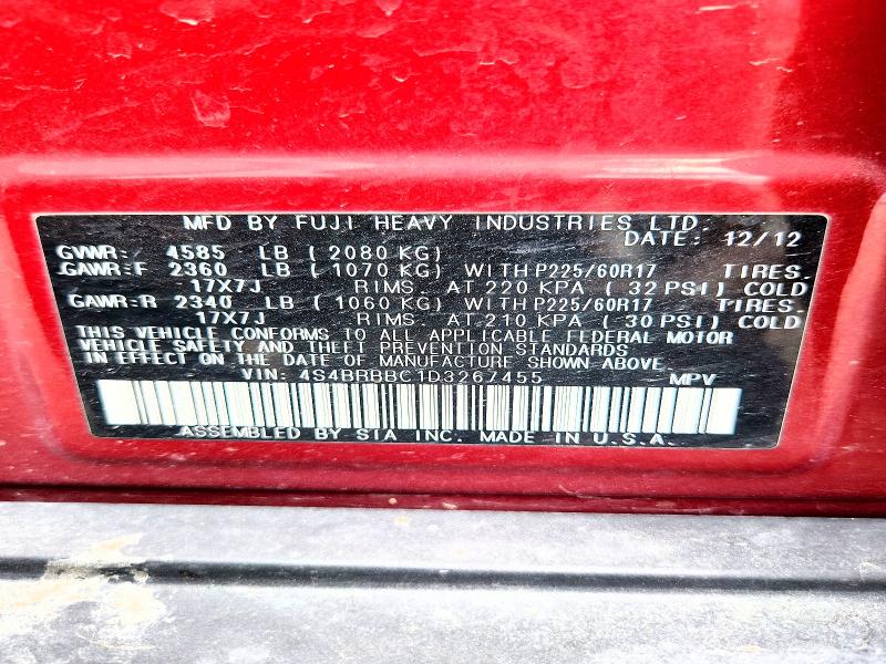 Продажа на аукционе авто 2013 Subaru Outback, vin: 4S4BRBBC1D3267455, номер лота: 65150646