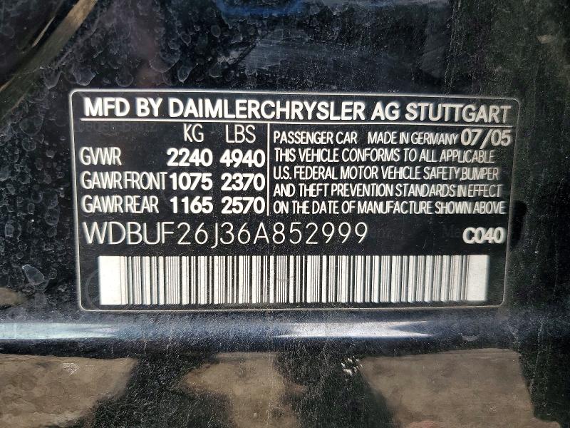 Продаж на аукціоні авто 2006 Mercedes-benz E, vin: WDBUF26J36A852999, номер лоту: 63466206