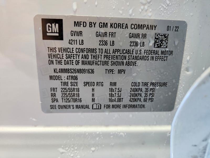 65693256 :رقم المزاد ، KL4MMBS26NB091636 vin ، 2022 Buick Encore Gx مزاد بيع