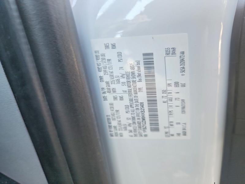 Продаж на аукціоні авто 2019 Ford Transit, vin: 1FBZX2ZM8KKB25408, номер лоту: 63246966