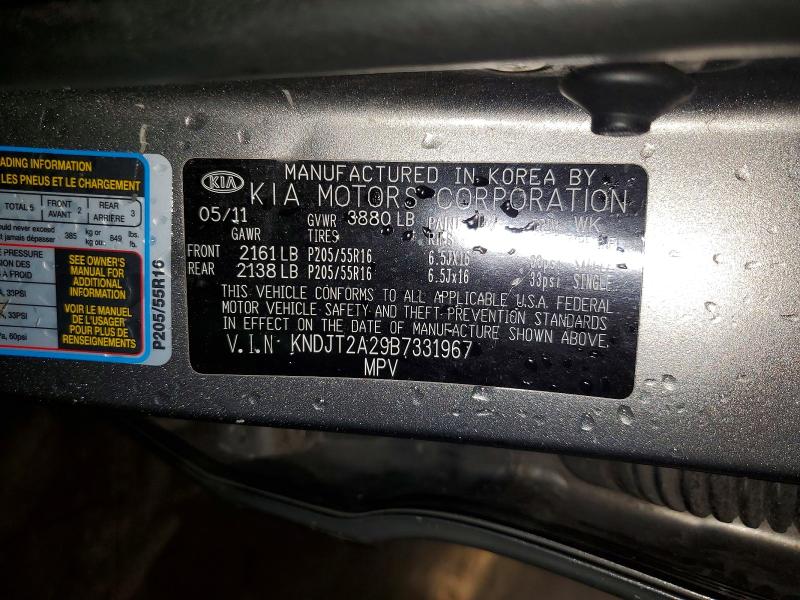 64813526 :رقم المزاد ، KNDJT2A29B7331967 vin ، 2011 Kia Soul مزاد بيع