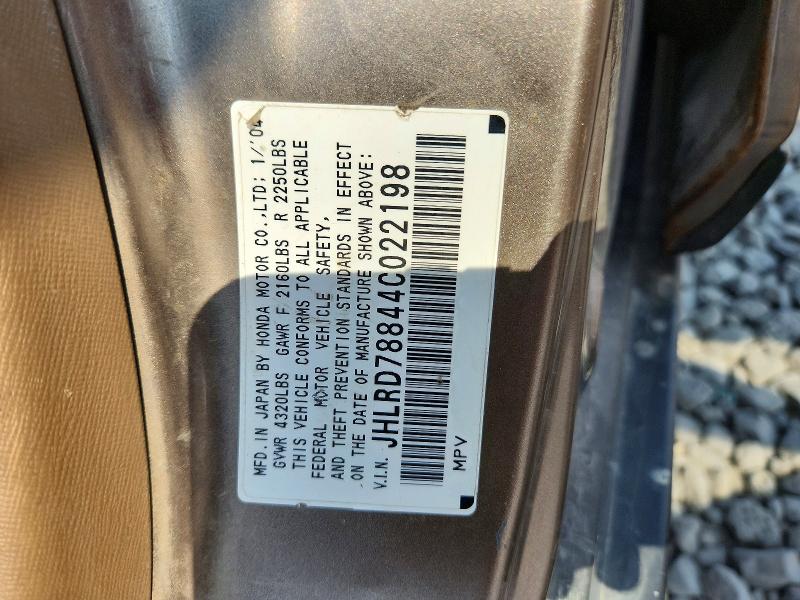 64440476 :رقم المزاد ، JHLRD78844C022198 vin ، 2004 Honda Cr-v مزاد بيع
