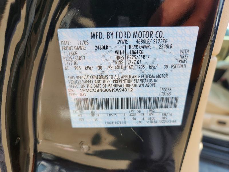 2009 Ford Escape მანქანა იყიდება აუქციონზე, vin: 1FMCU94G09KA94312, აუქციონის ნომერი: 63309596
