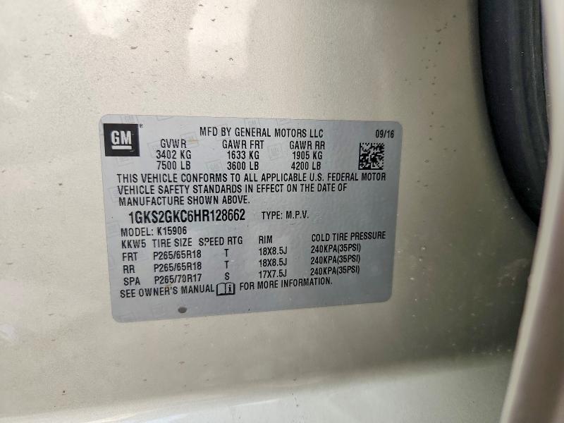 2017 Gmc Yukon Xl მანქანა იყიდება აუქციონზე, vin: 1GKS2GKC6HR128662, აუქციონის ნომერი: 65329966