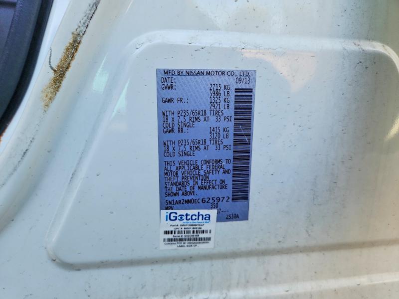 2014 Nissan Pathfinder მანქანა იყიდება აუქციონზე, vin: 5N1AR2MM0EC625972, აუქციონის ნომერი: 66596566