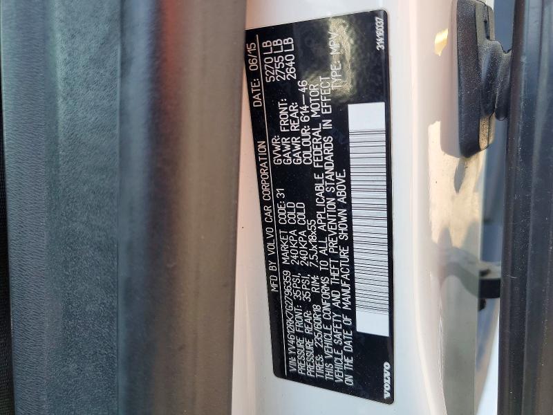 64237496 :رقم المزاد ، YV4612RK7G2796359 vin ، 2016 Volvo Xc60 مزاد بيع