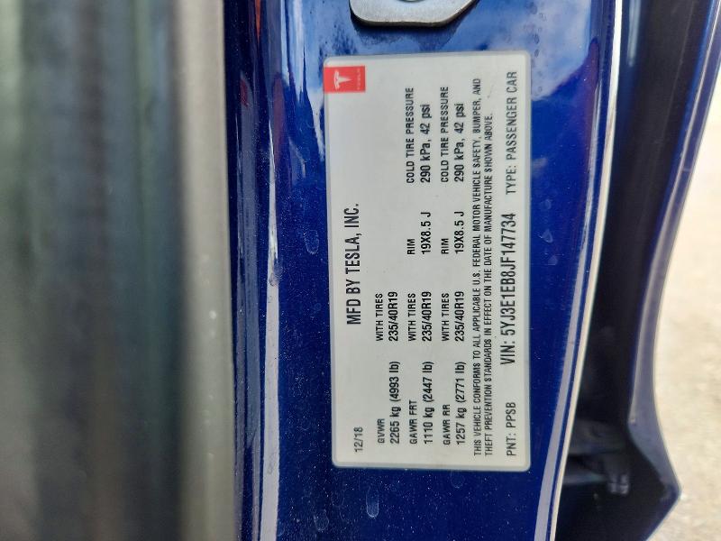 66291126 :رقم المزاد ، 5YJ3E1EB8JF147734 vin ، 2018 Tesla Model 3 مزاد بيع