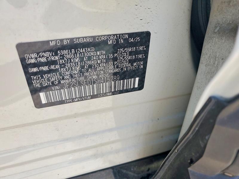 2025 Subaru Forester მანქანა იყიდება აუქციონზე, vin: JF2SLSED1SH415289, აუქციონის ნომერი: 64741426