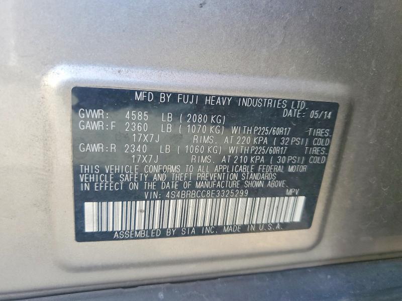 Aukcja sprzedaży 2014 Subaru Outback, vin: 4S4BRBCC8E3325299, numer aukcji: 66308246