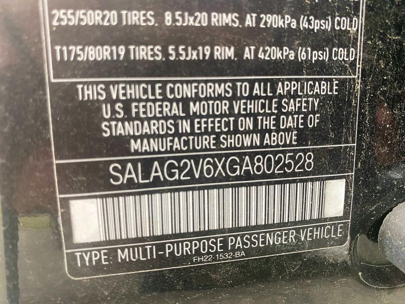64340236 :رقم المزاد ، SALAG2V6XGA802528 vin ، 2016 Land Rover Lr4 مزاد بيع