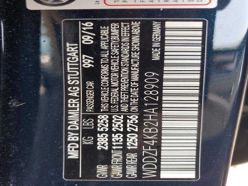 Aukcja sprzedaży 2017 Mercedes-benz E, vin: WDDZF4KB2HA128909, numer aukcji: 62313836