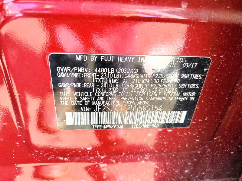 Aukcja sprzedaży 2017 Subaru Forester, vin: JF2SJABC2HH590154, numer aukcji: 65868356