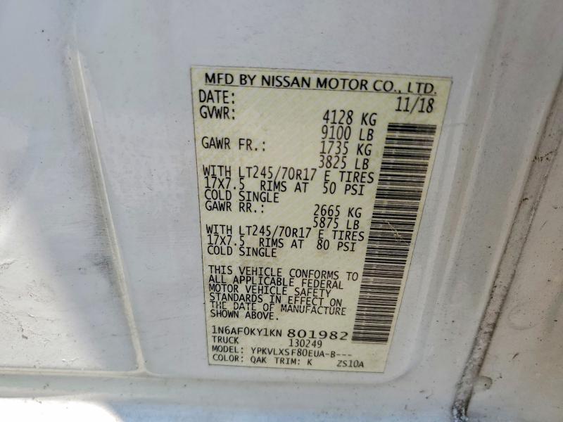 Продаж на аукціоні авто 2019 Nissan Nv, vin: 1N6AF0KY1KN801982, номер лоту: 63873386
