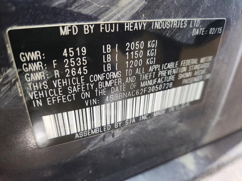 62538806 :رقم المزاد ، 4S3BNAC62F3050728 vin ، 2015 Subaru Legacy مزاد بيع