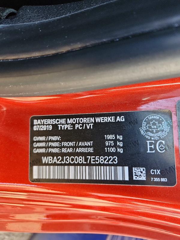 65743576 :رقم المزاد ، WBA2J3C08L7E58223 vin ، 2020 Bmw 230xi مزاد بيع